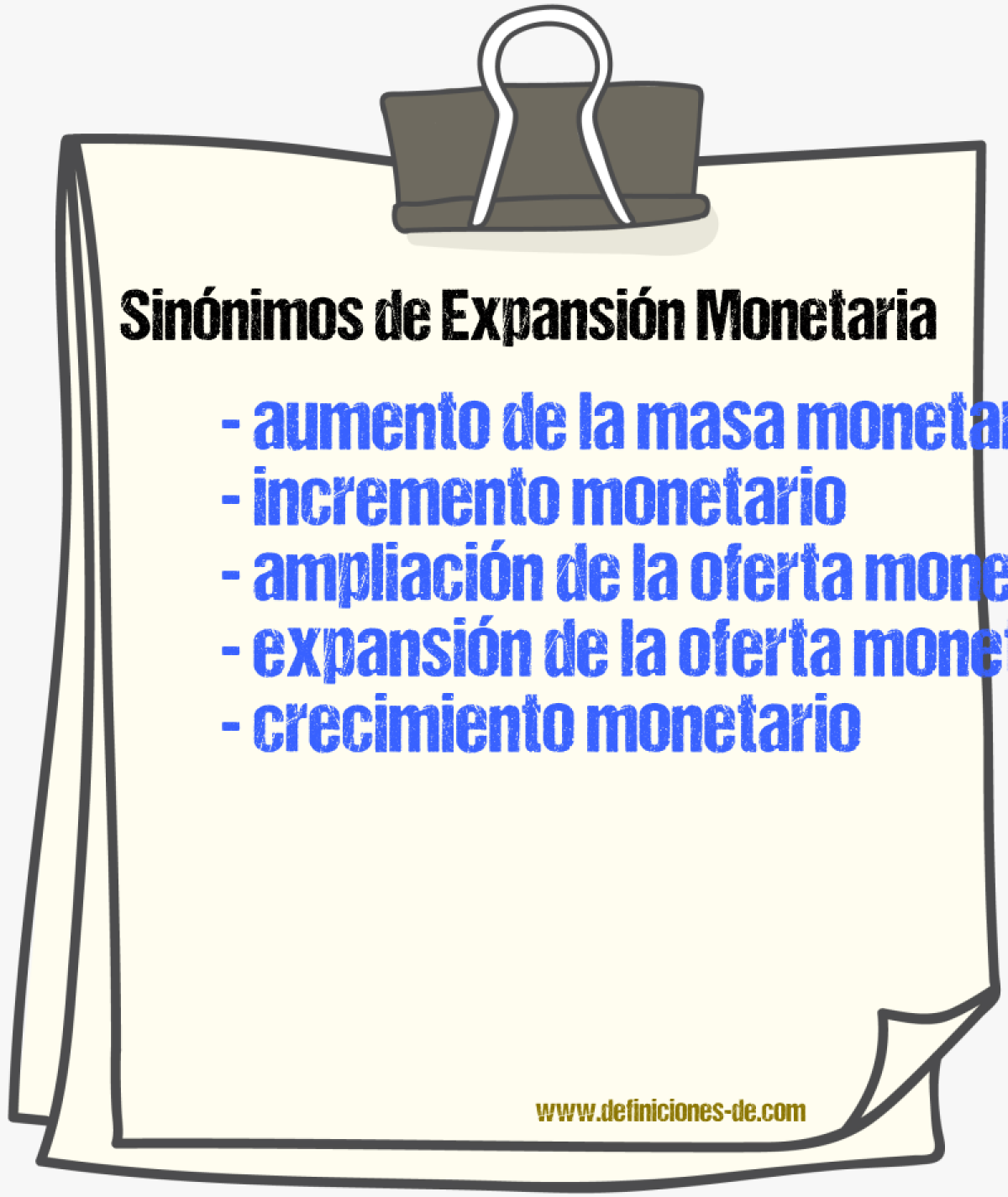 Sinónimos de expansión monetaria