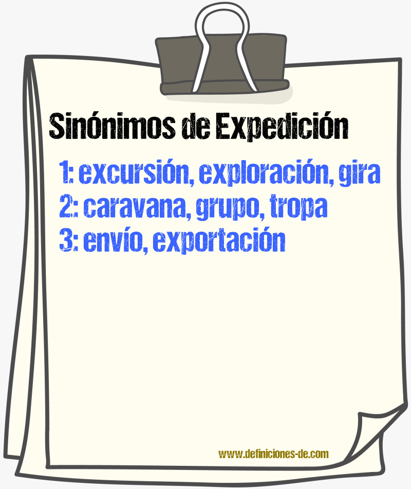 Sinónimos de expedición