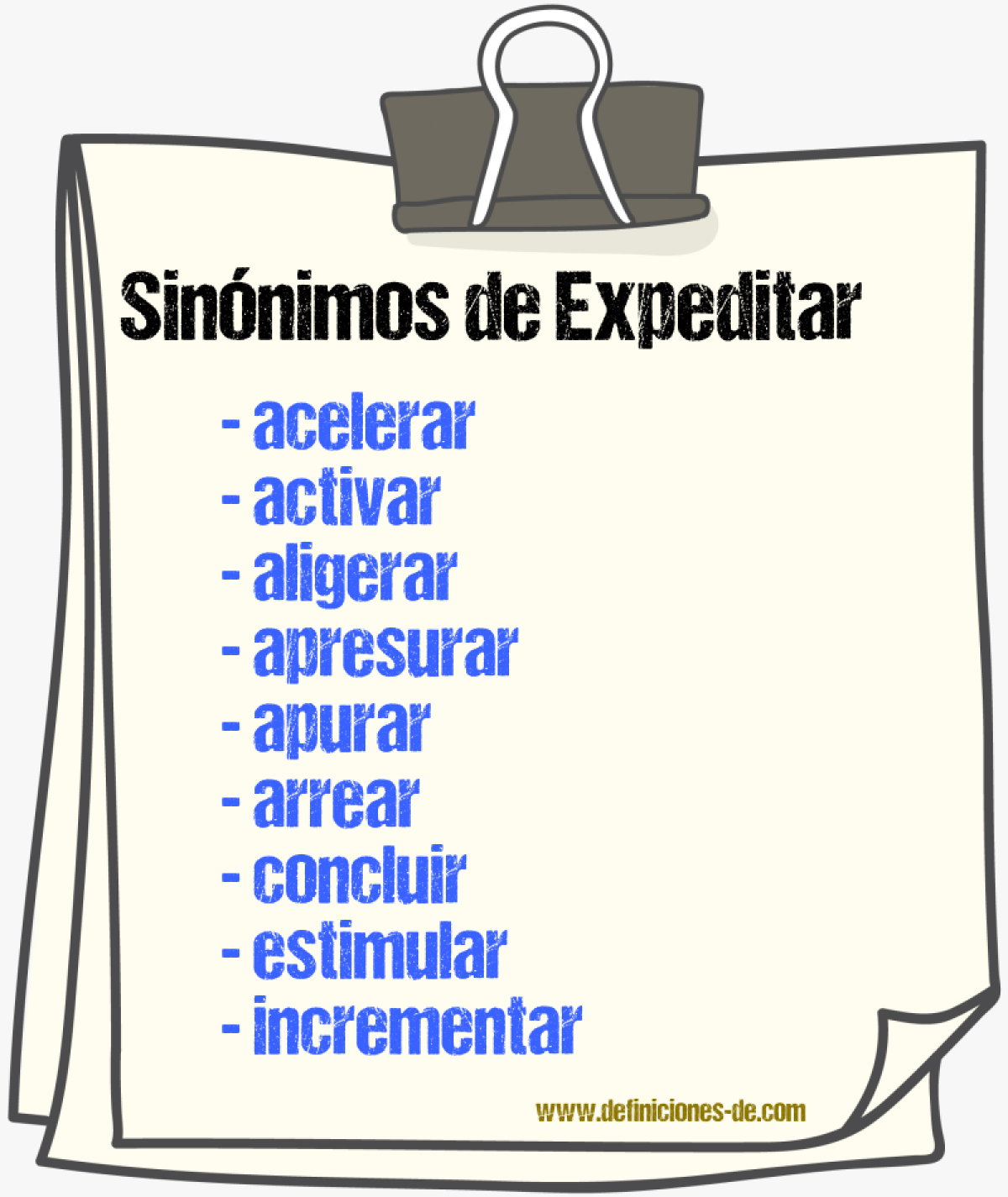 Sinnimos de expeditar