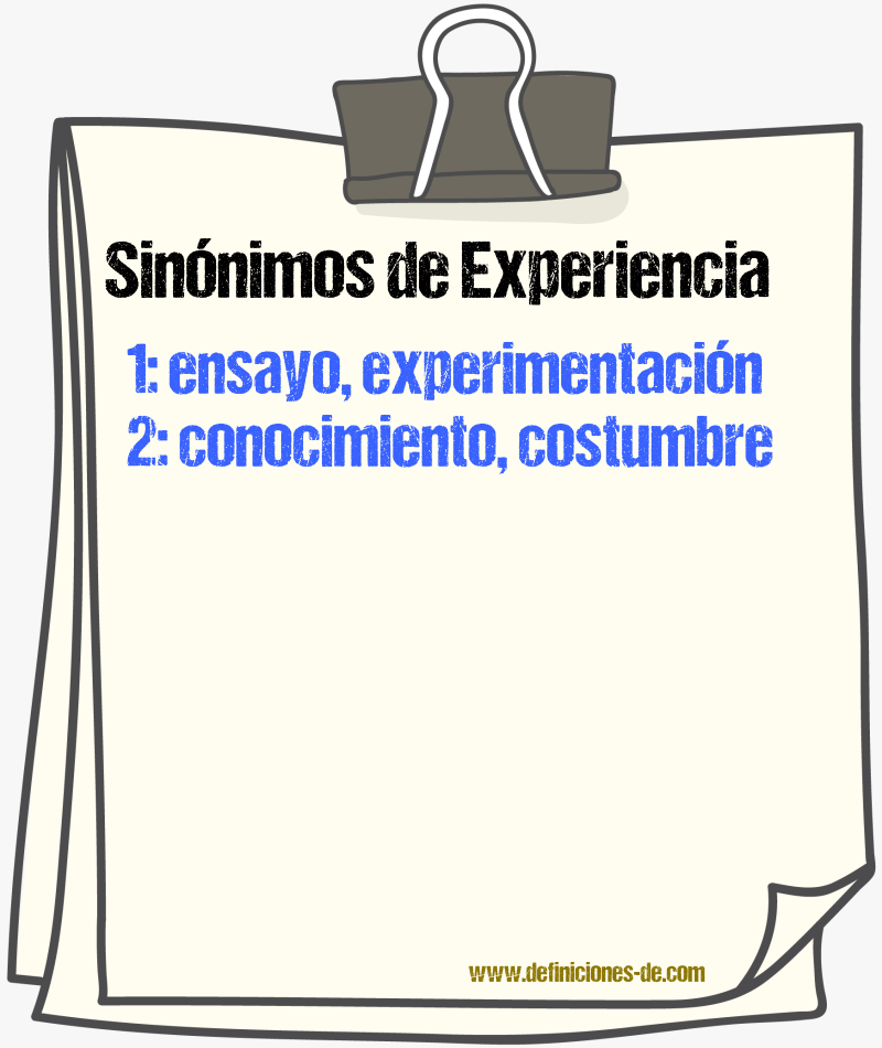 Sinnimos de experiencia