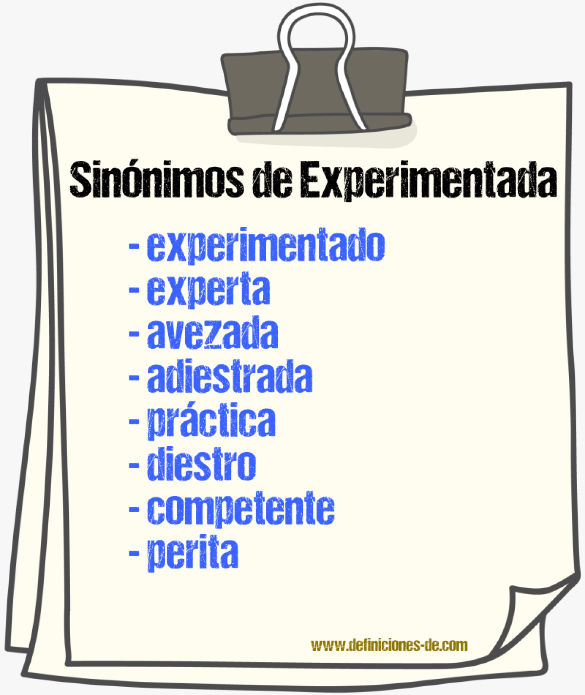Sinónimos de experimentada