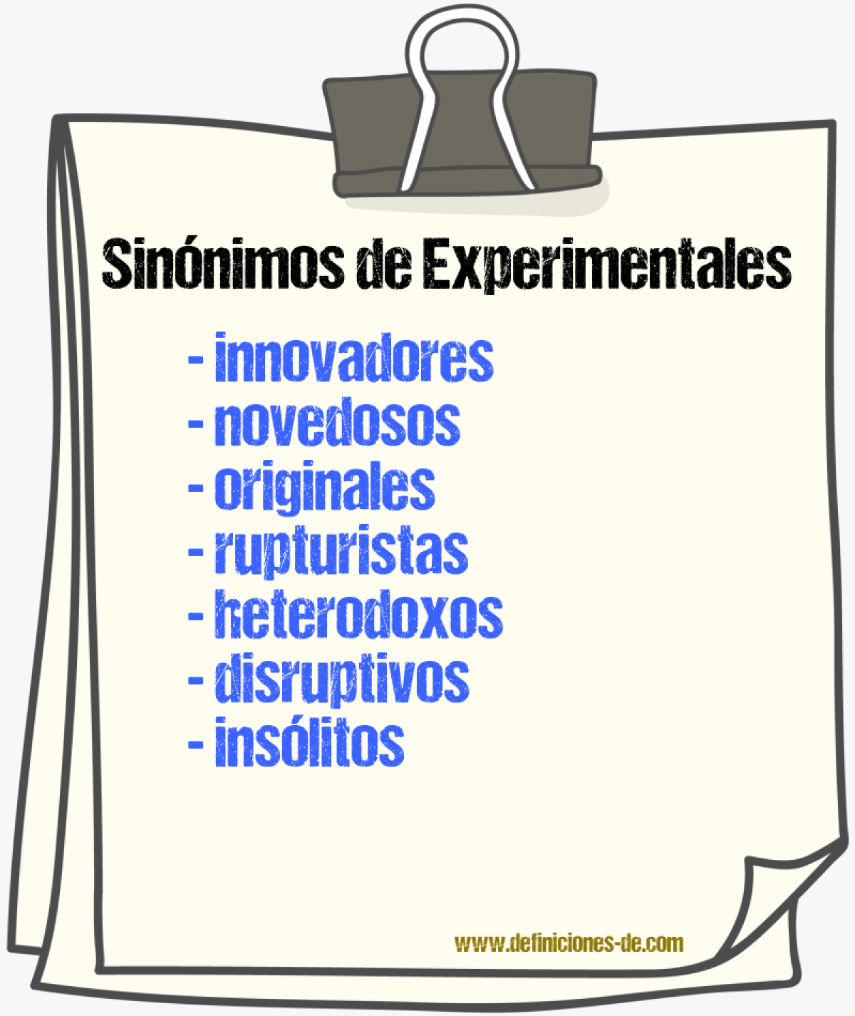 Sinónimos de experimentales