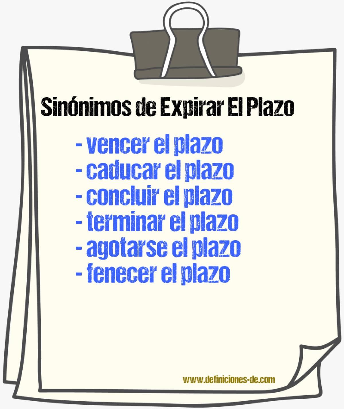 Sinónimos de expirar el plazo