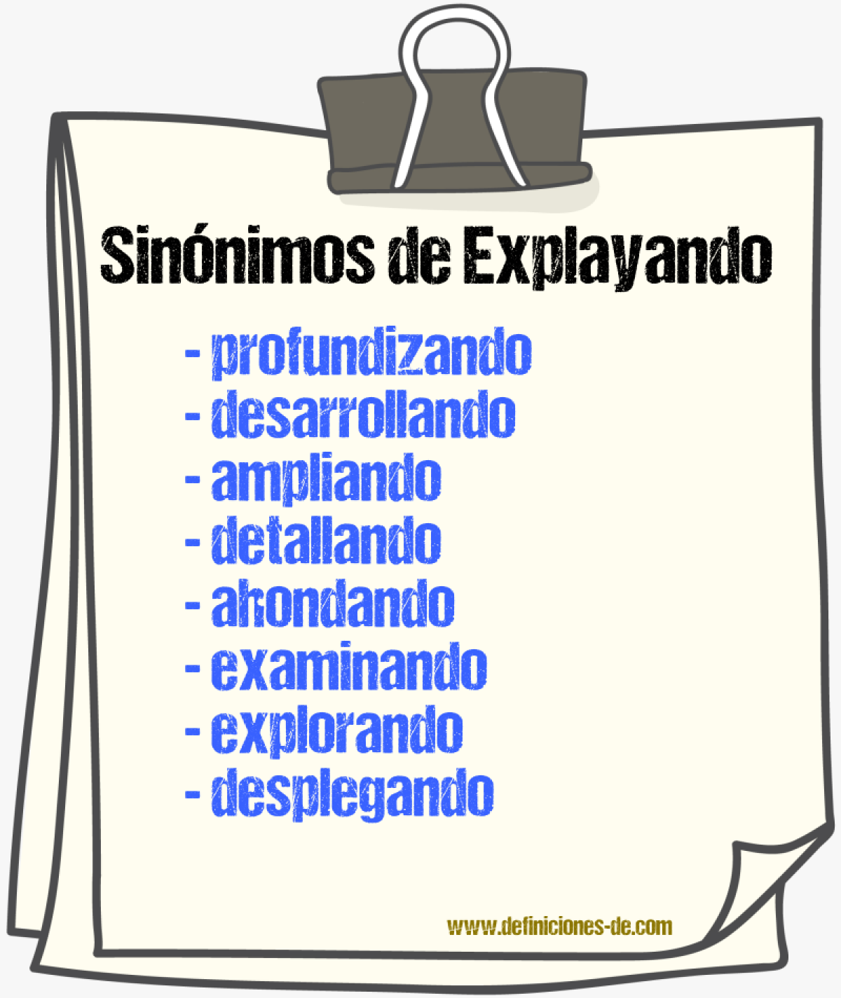 Sinónimos de explayando