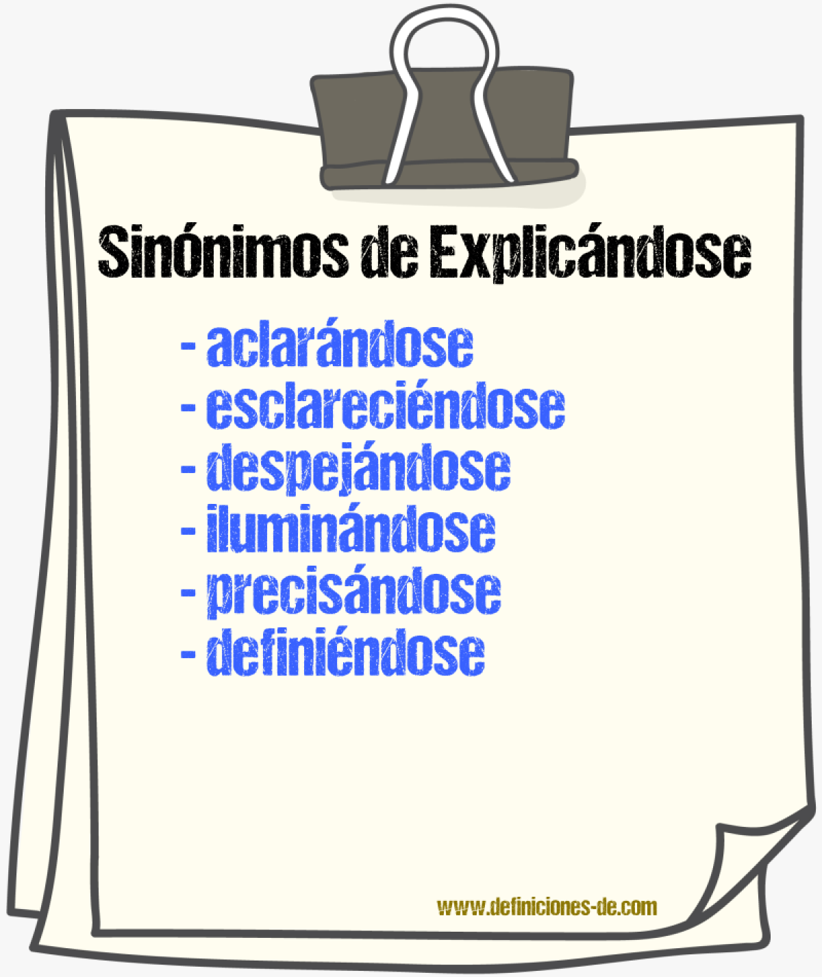 Sinónimos de explicándose