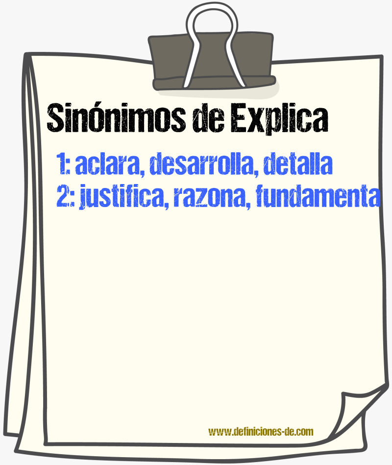 Sinónimos de explica