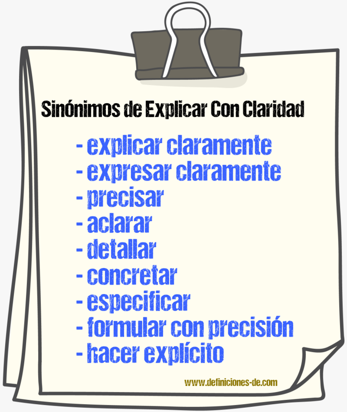 Sinónimos de explicar con claridad