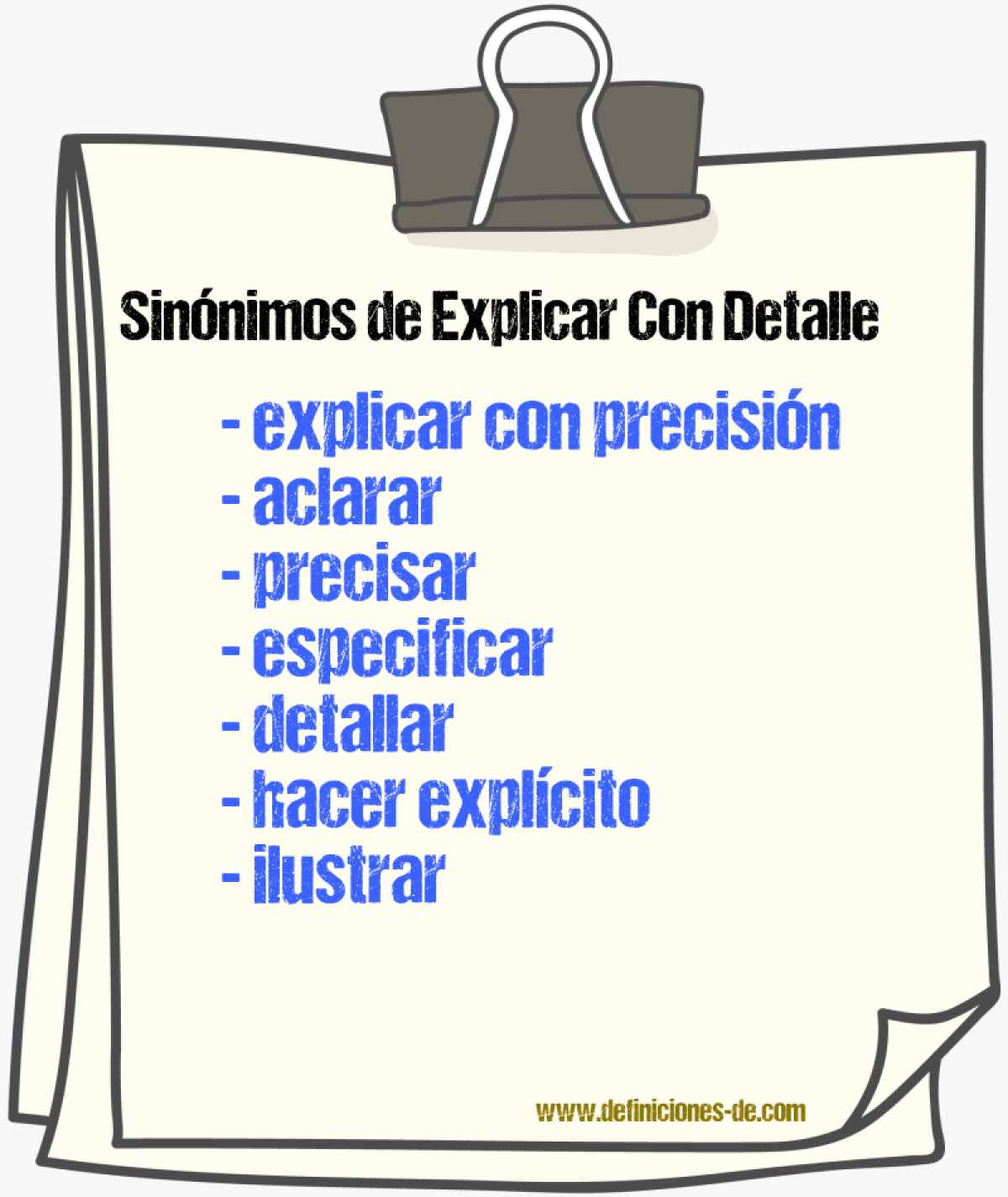 Sinónimos de explicar con detalle