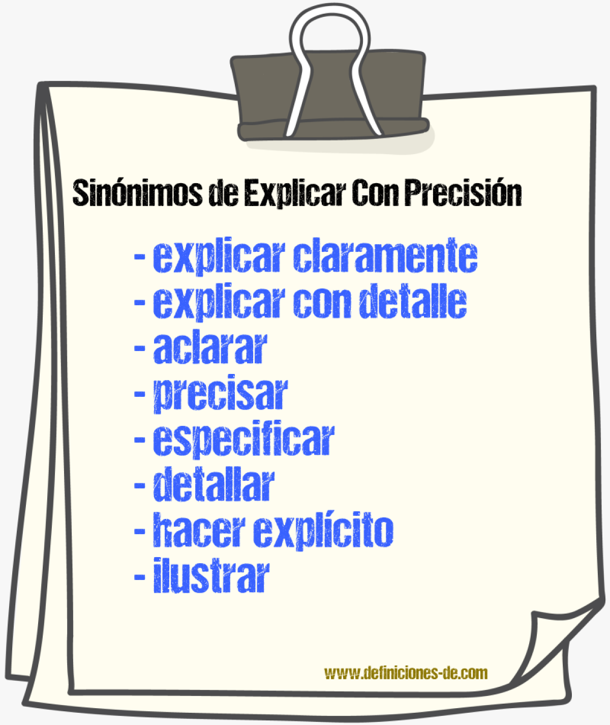 Sinónimos de explicar con precisión