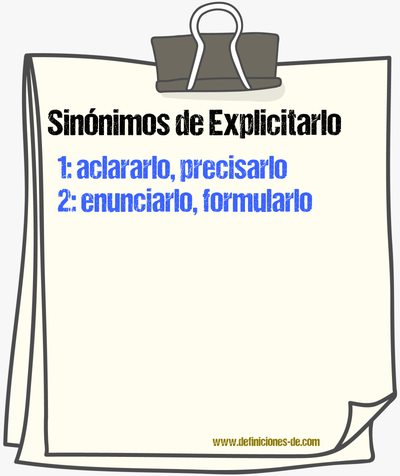 Sinónimos de explicitarlo