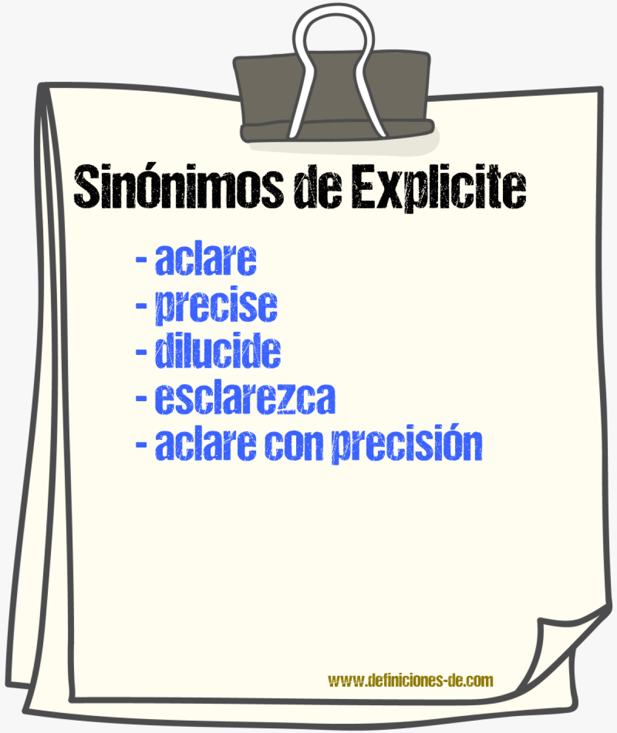 Sinónimos de explicite