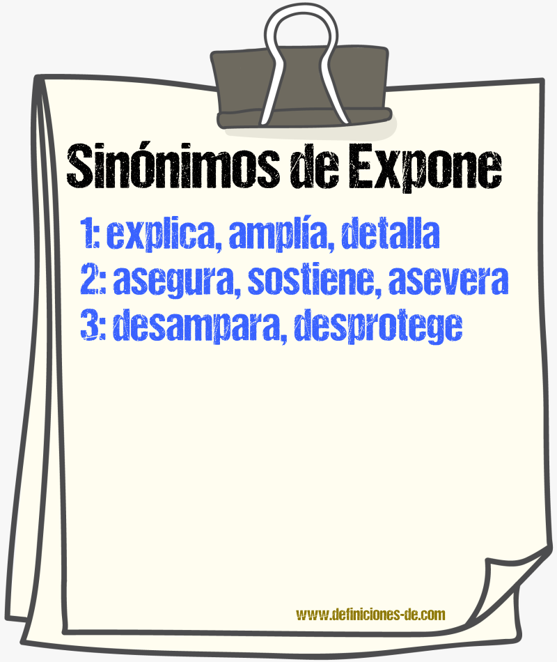 Sinónimos de expone