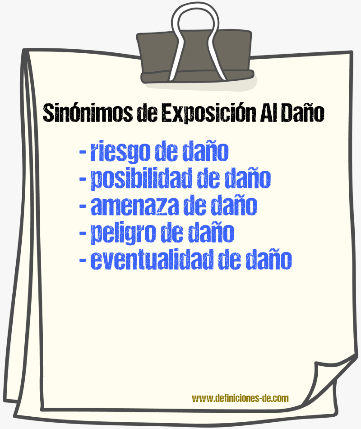 Sinónimos de exposición al daño
