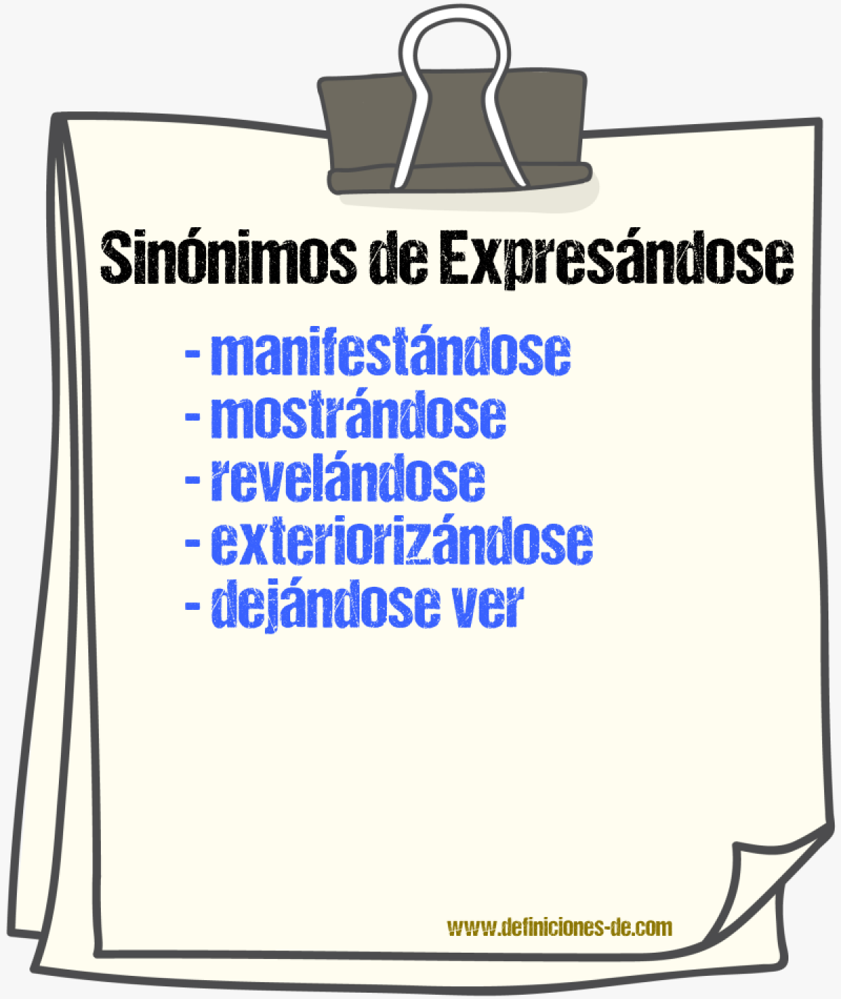 Sinónimos de expresándose