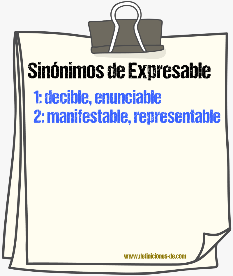 Sinónimos de expresable