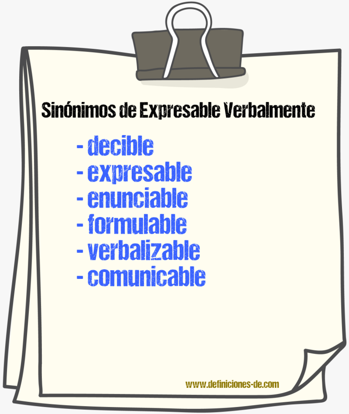 Sinónimos de expresable verbalmente