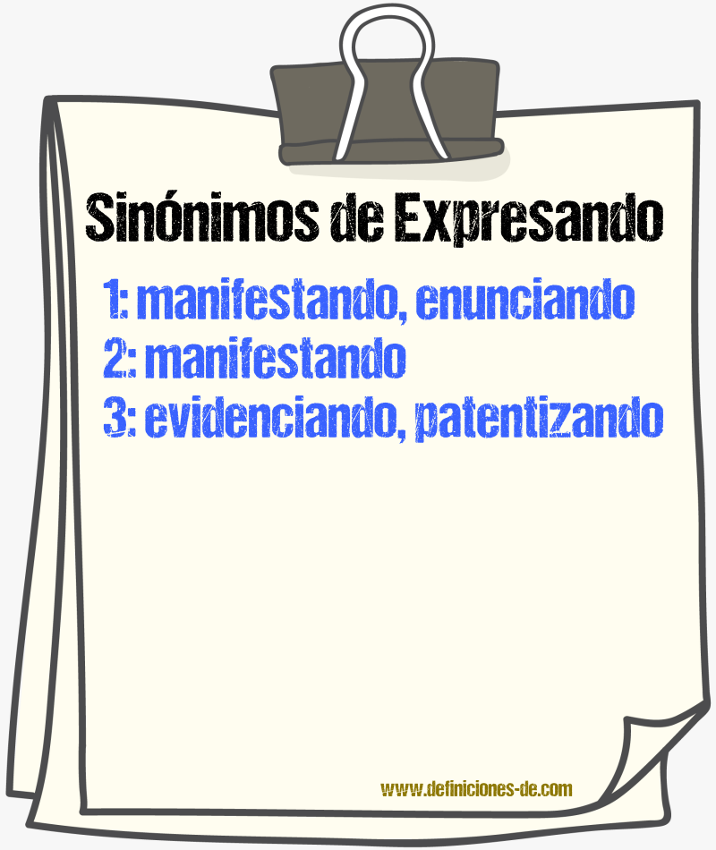 Sinónimos de expresando