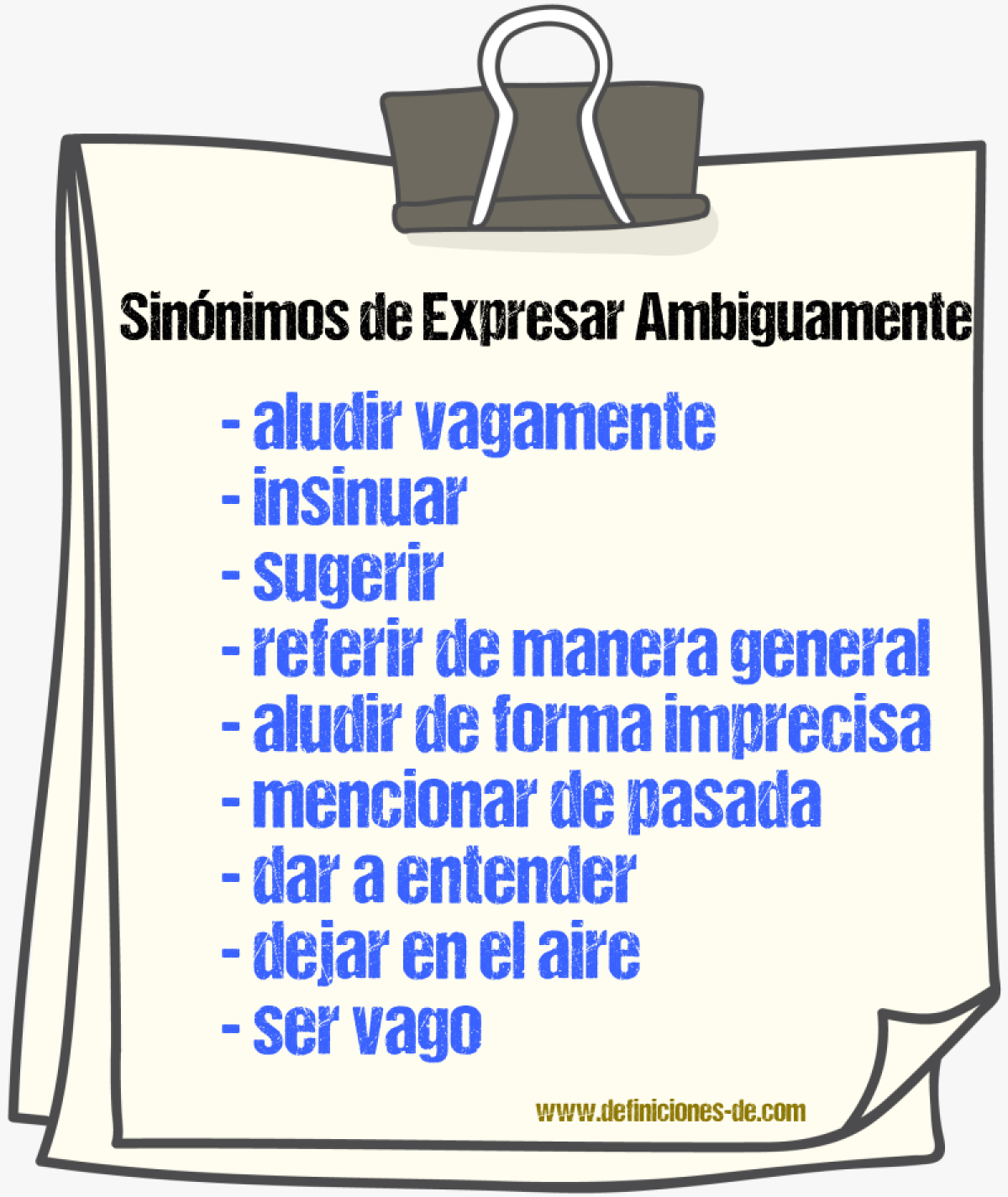 Sinónimos de expresar ambiguamente