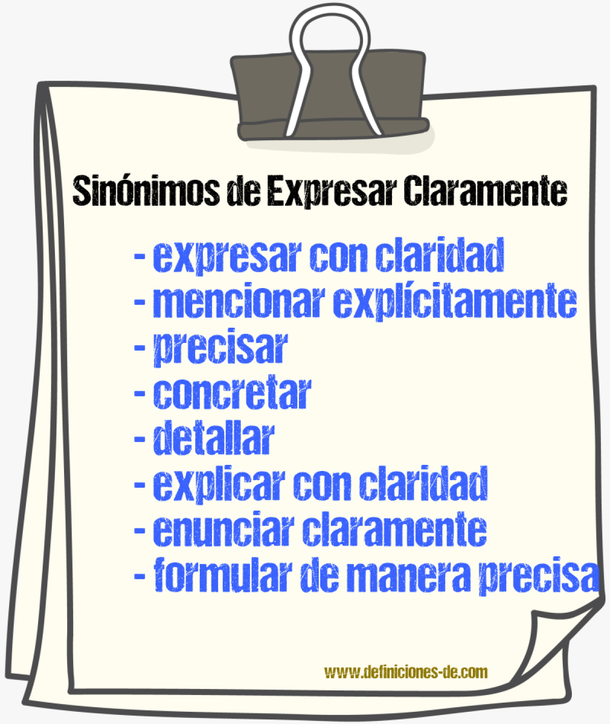 Sinónimos de expresar claramente