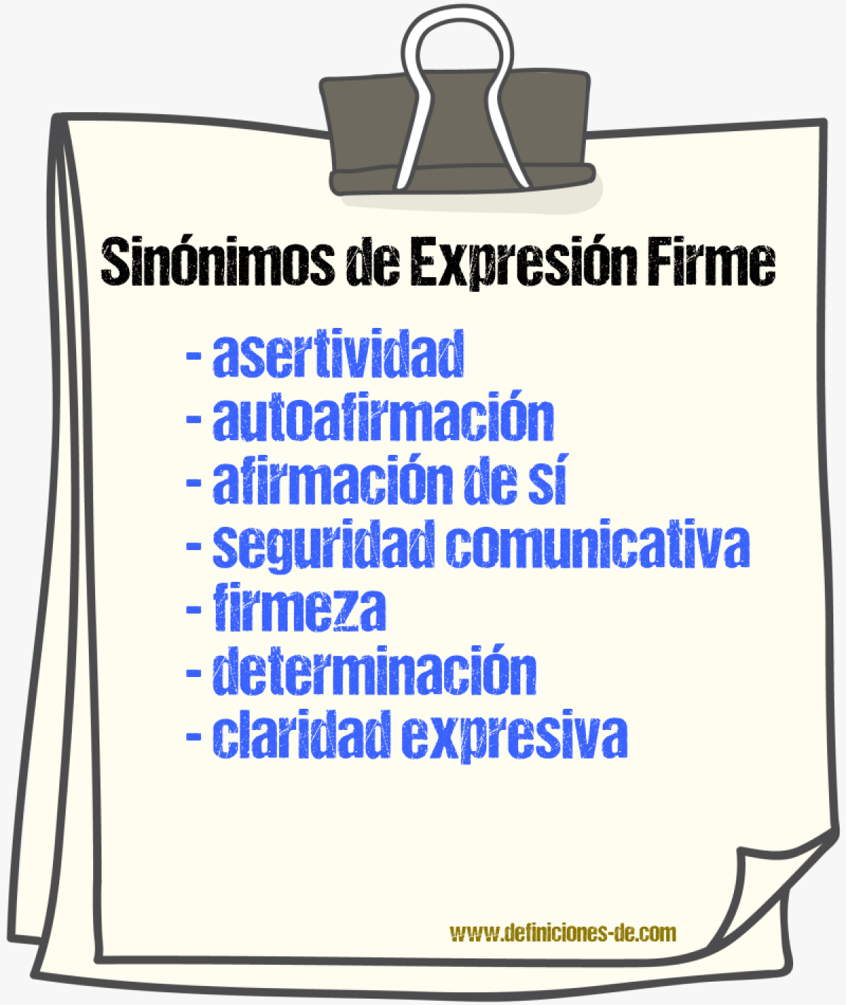 Sinónimos de expresión firme
