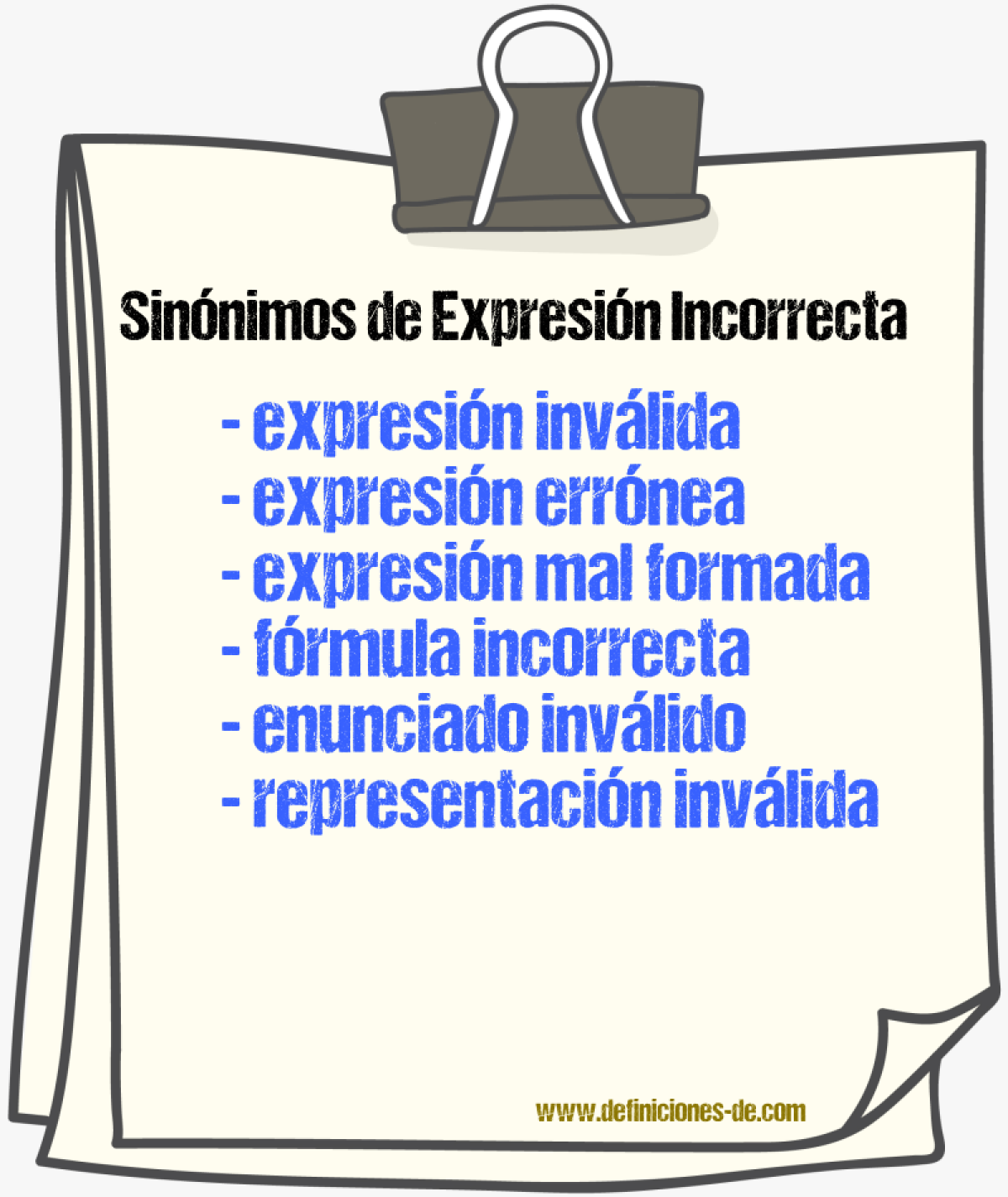Sinónimos de expresión incorrecta