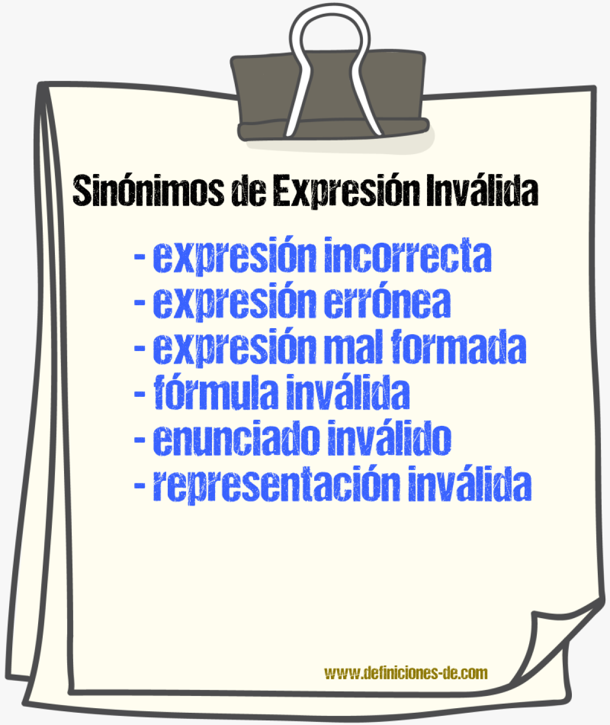 Sinónimos de expresión inválida