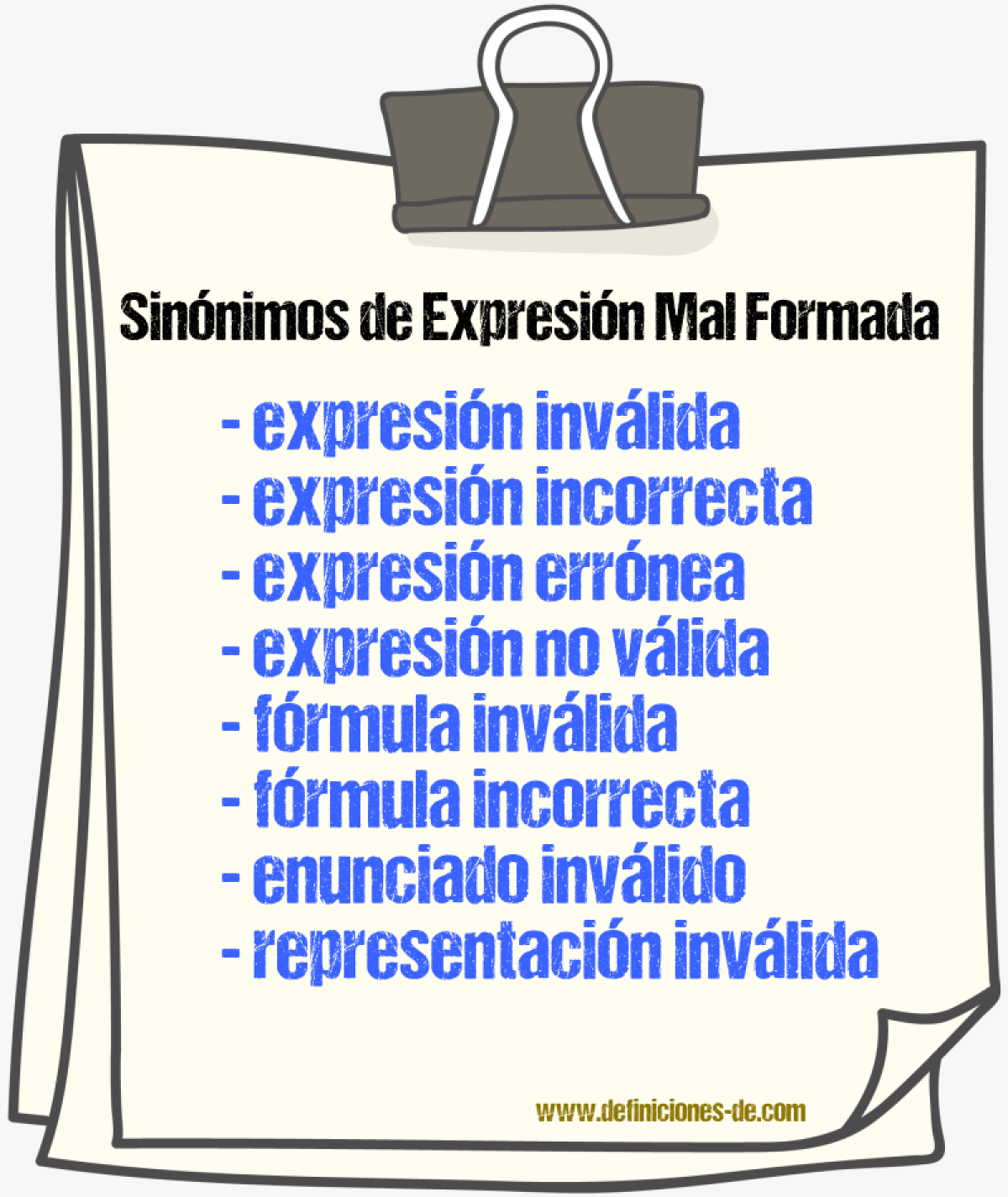 Sinónimos de expresión mal formada