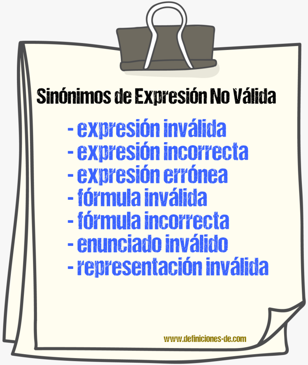 Sinónimos de expresión no válida