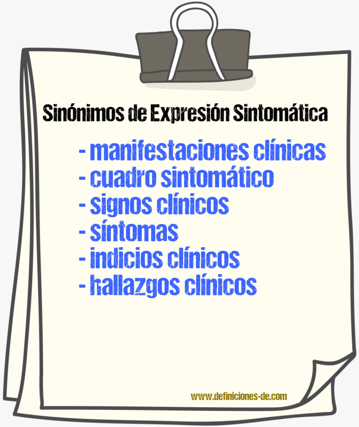 Sinónimos de expresión sintomática