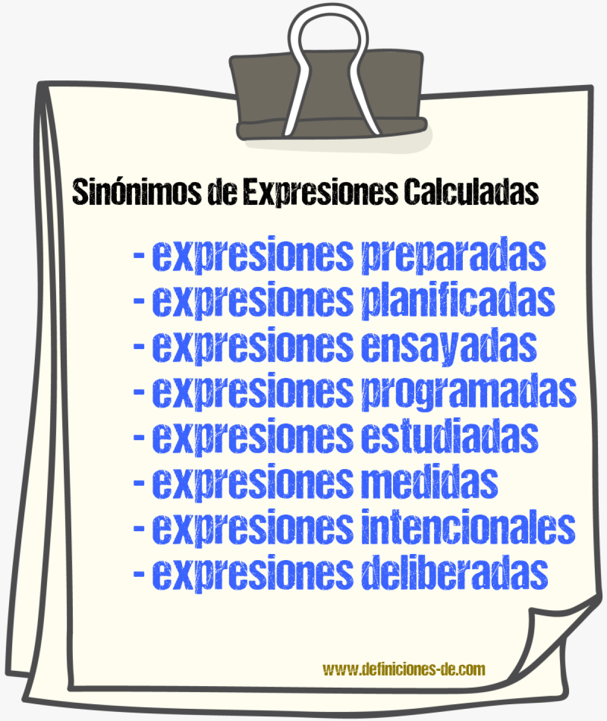 Sinónimos de expresiones calculadas