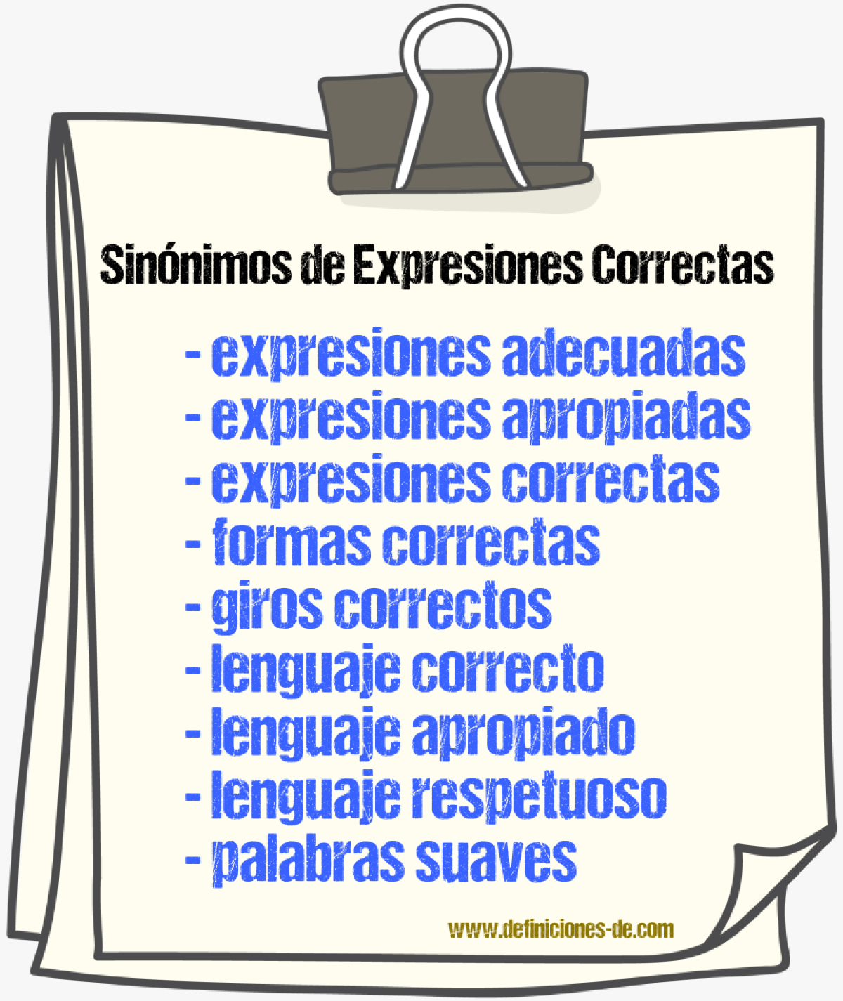 Sinónimos de expresiones correctas
