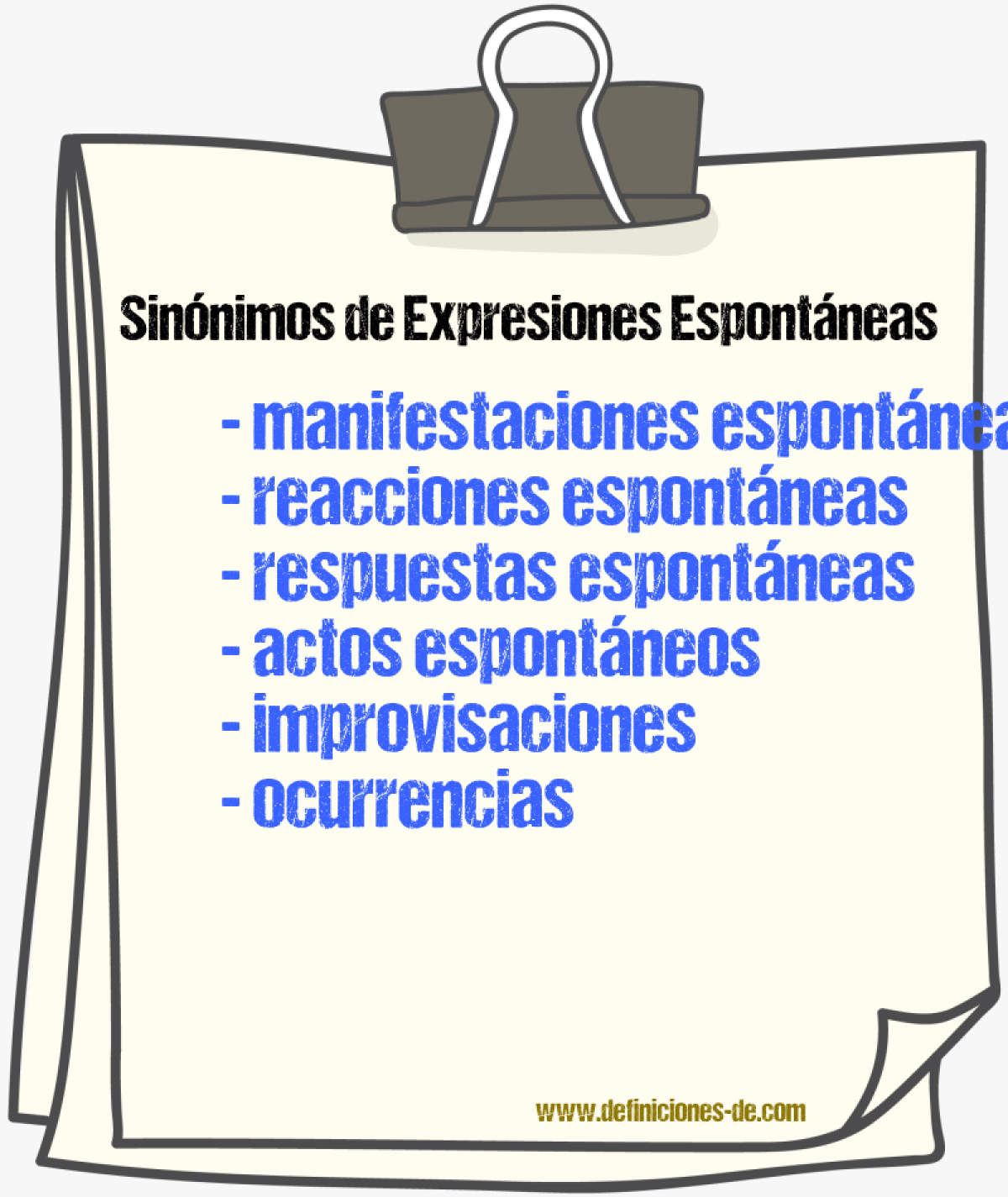 Sinónimos de expresiones espontáneas