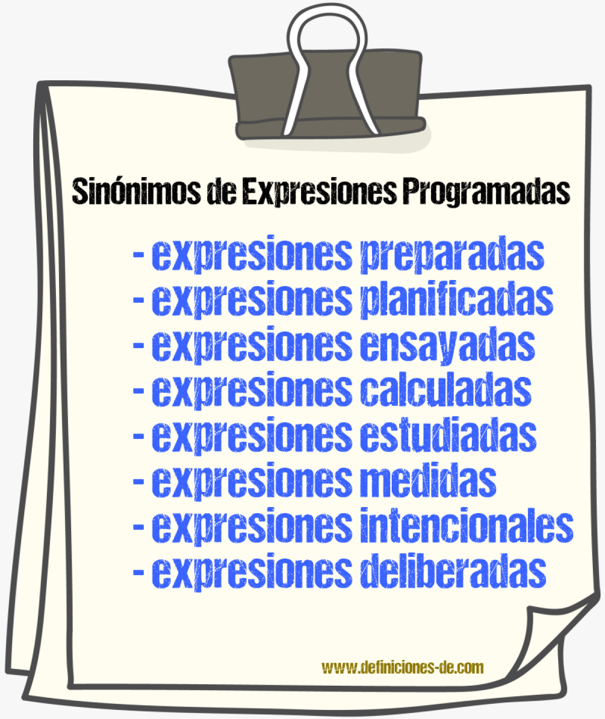Sinónimos de expresiones programadas
