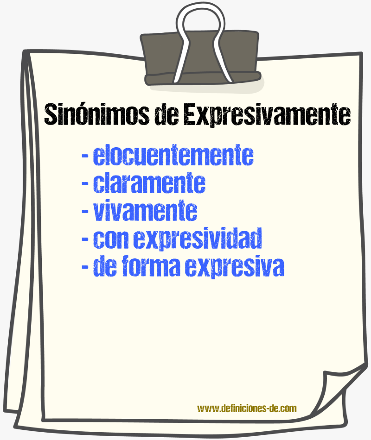 Sinónimos de expresivamente