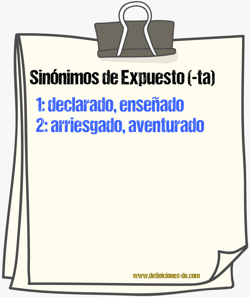 Sinnimos de expuesto