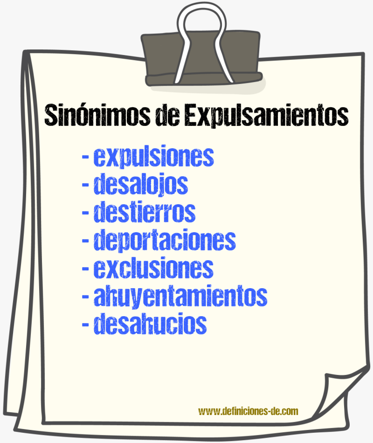 Sinónimos de expulsamientos