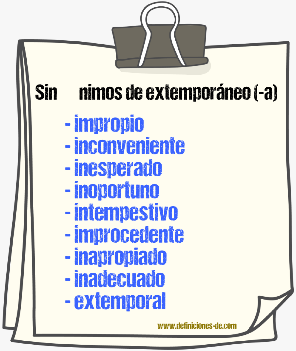 Sinnimos de extemporneo