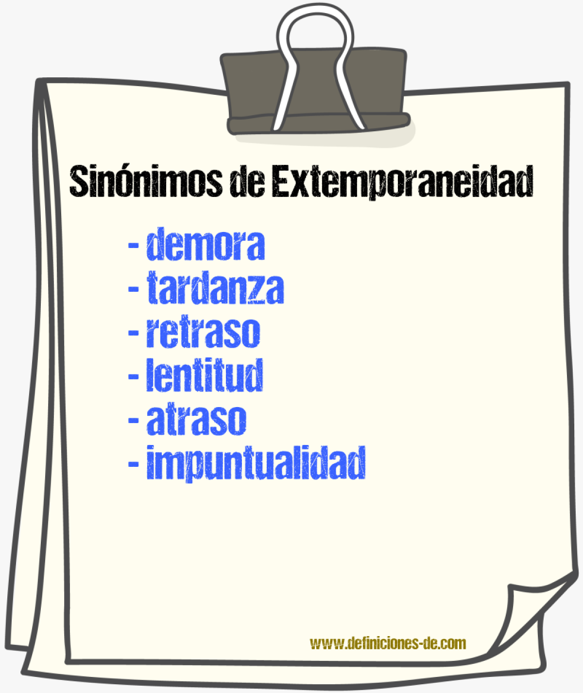 Sinnimos de extemporaneidad