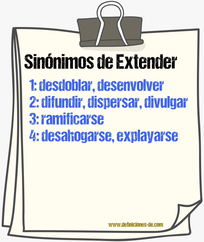 Sinnimos de extender