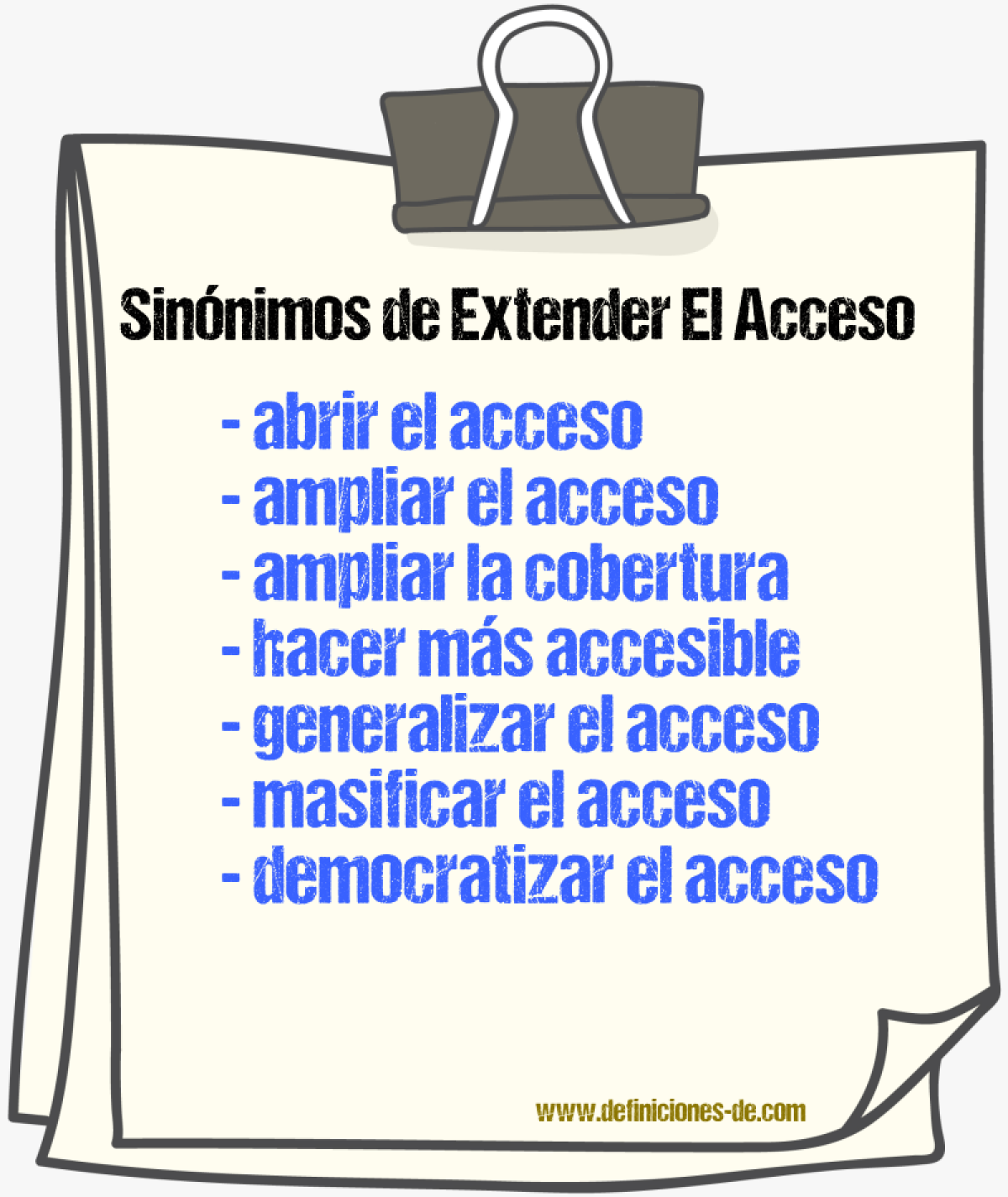 Sinónimos de extender el acceso