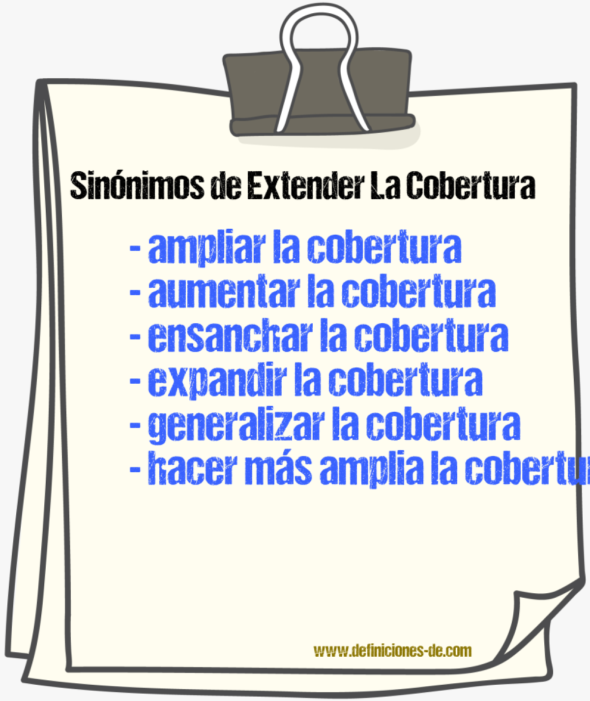 Sinónimos de extender la cobertura