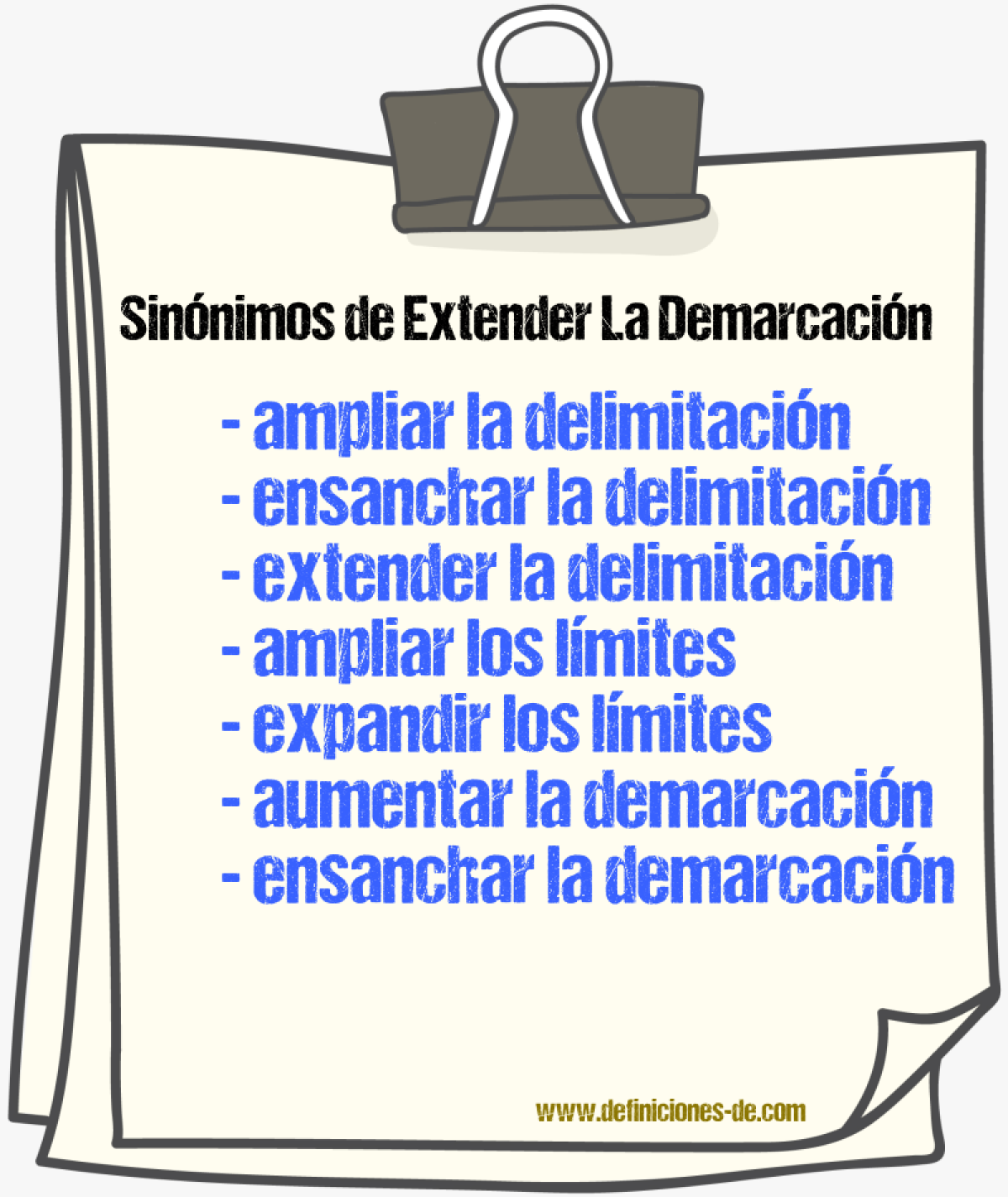 Sinónimos de extender la demarcación