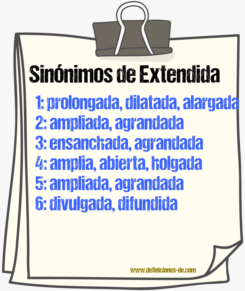 Sinónimos de extendida