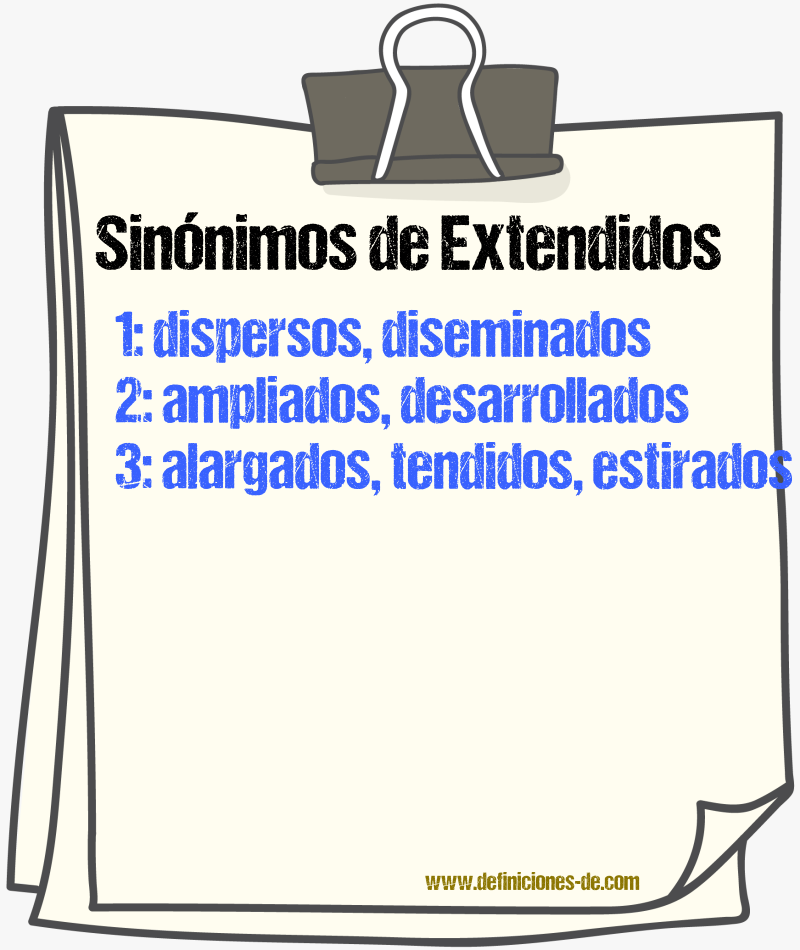 Sinónimos de extendidos