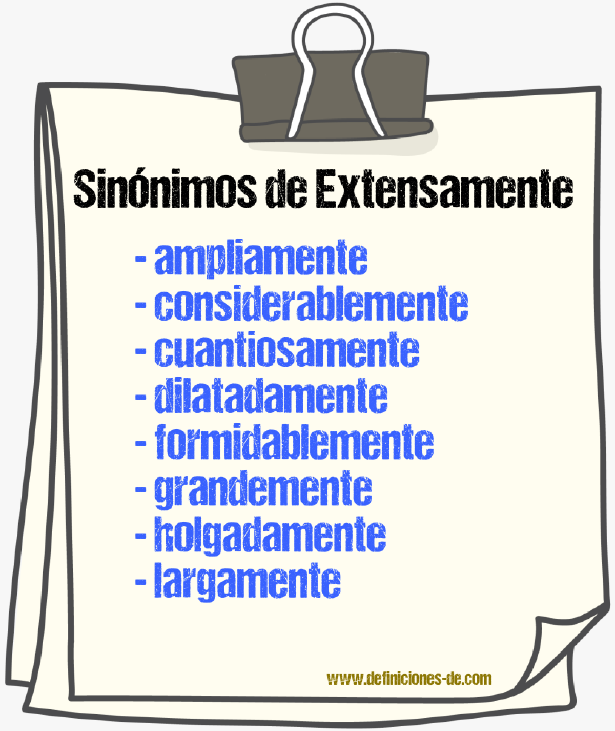 Sinnimos de extensamente