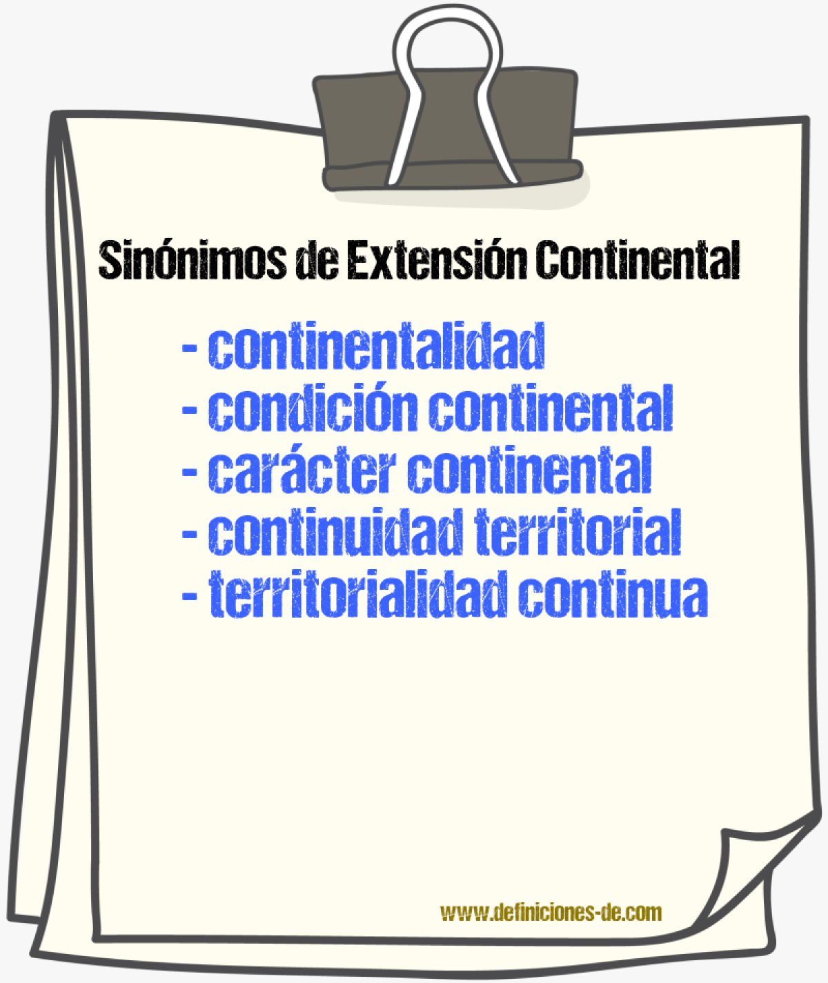 Sinónimos de extensión continental