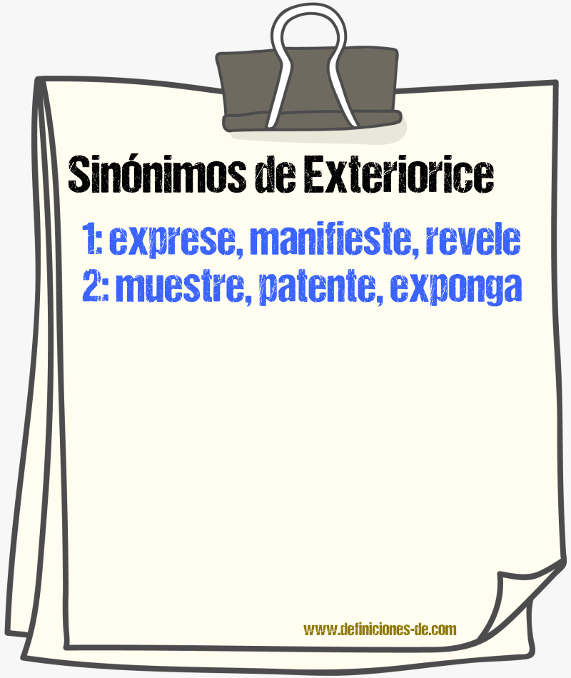 Sinónimos de exteriorice