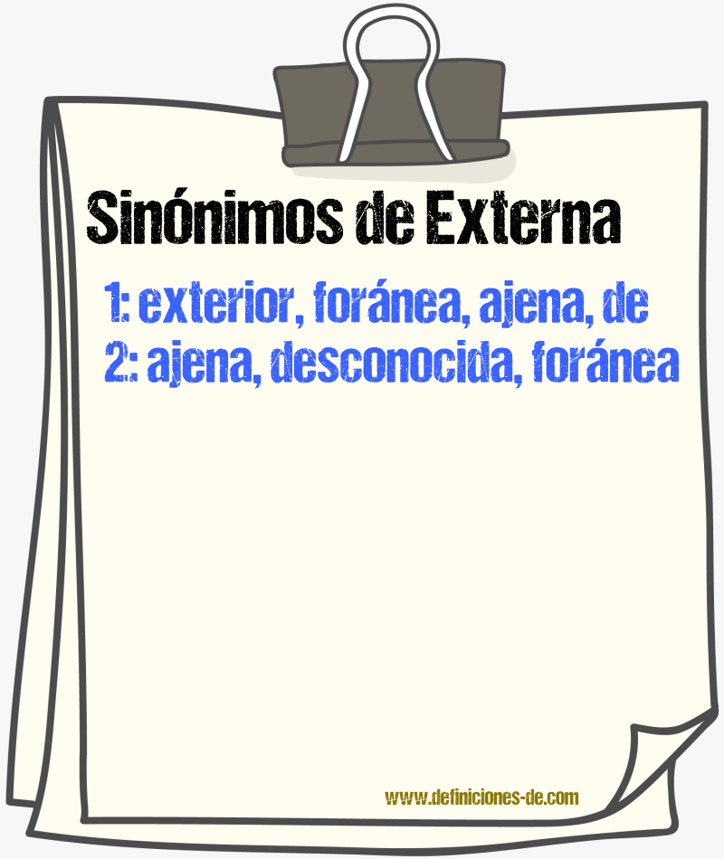 Sinónimos de externa