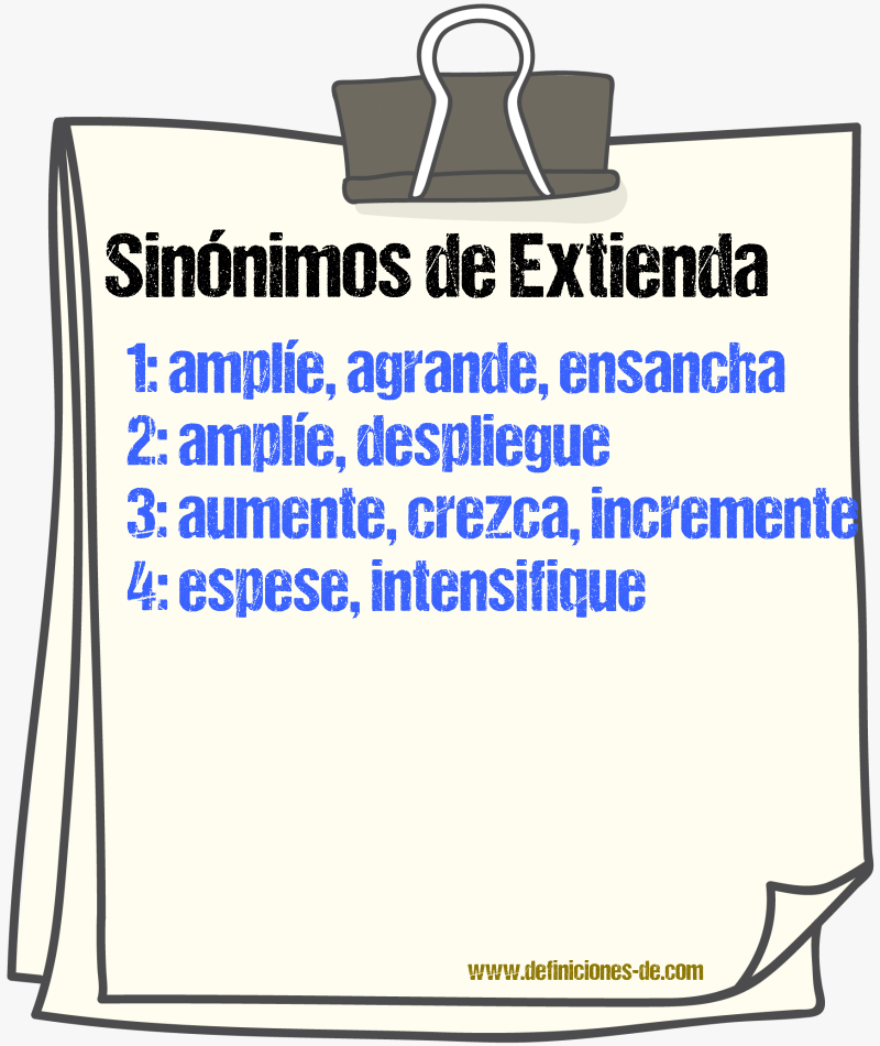 Sinónimos de extienda