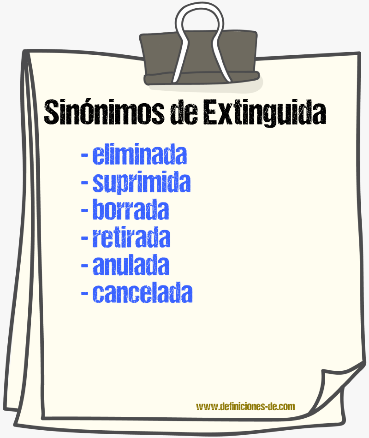 Sinónimos de extinguida